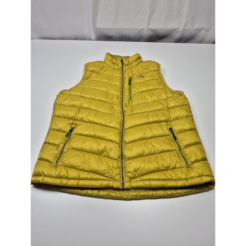 L.L.Bean Vest Mens 2XLT Yellow Down Pertex Quantum Puffer Outdoor Lightweight